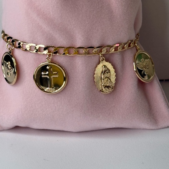 14k Gold Filled Bracelet With Religious Charms | Virgencita de Guadalupe - Picture 7 of 9